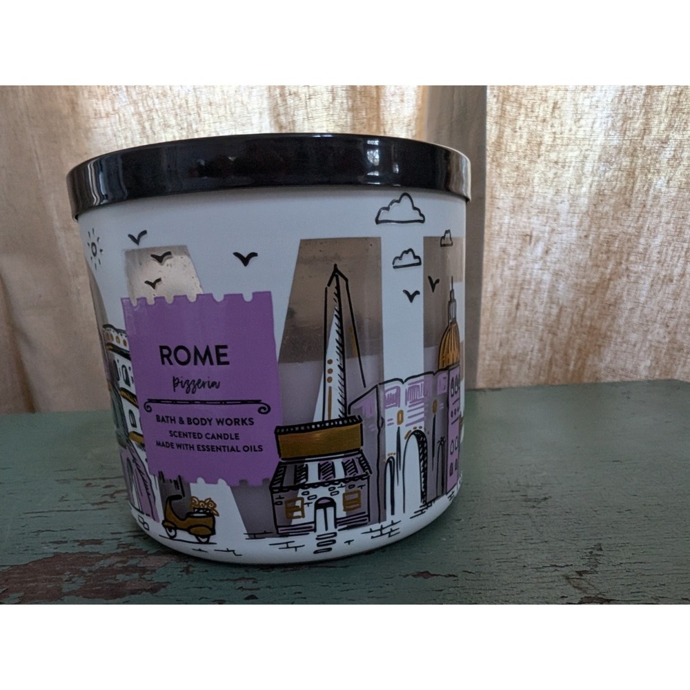 Bath & Body Works ROME PIZZERIA 3-Wick Large Candle 14.5 Oz Over Half Full